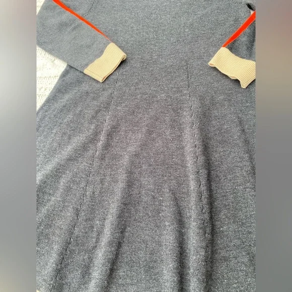 Vince Camuto Gray & Orange Striped A Line Sweater Dress - Small - Picture 7 of 7